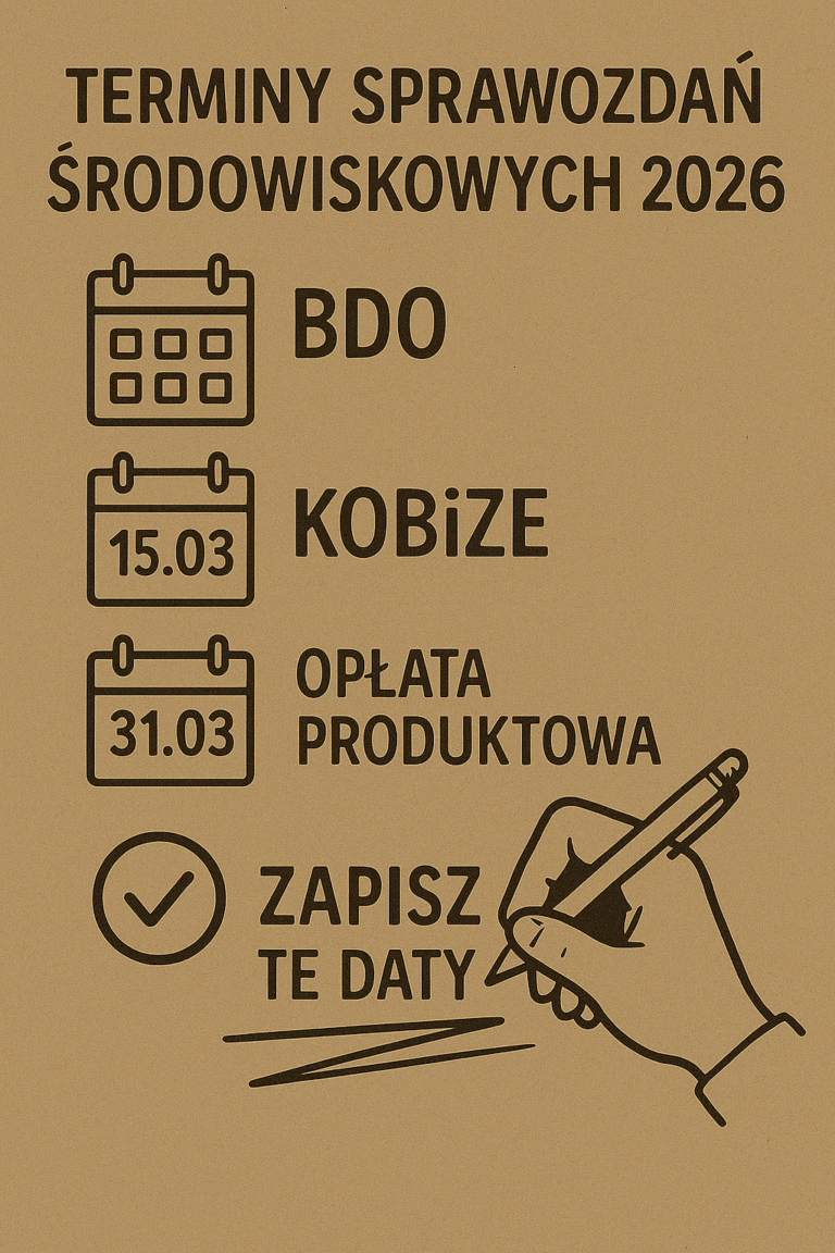 Terminy sprawozdań środowiskowych 2026: BDO, KOBiZE, opłata produktowa. Zapisz te daty!